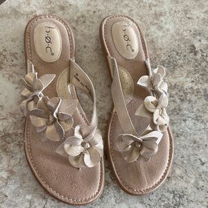 B.O.C. Women's Sandals with Floral Accents - Tan